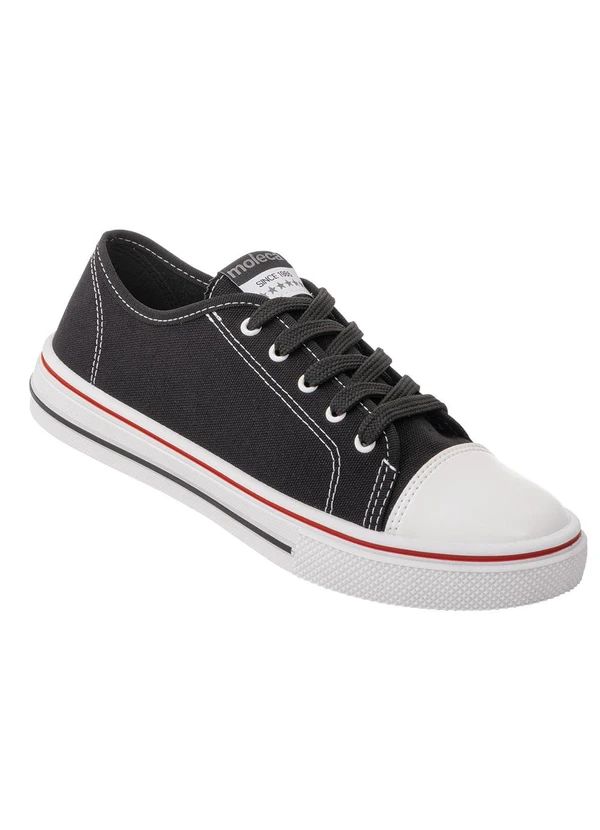 Moleca - Tênis Moleca Preto em Lona e Verniz