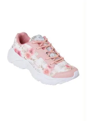Perfecta - Tênis Rosa em Tecido Estampado com Sintético - PERFECTA