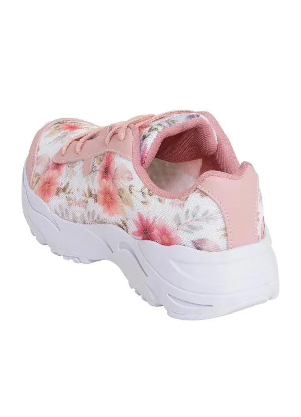 Perfecta - Tênis Rosa em Tecido Estampado com Sintético 2