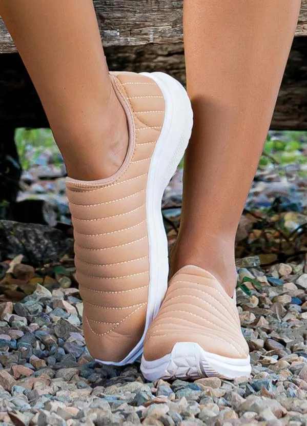 Perfecta - Tênis Esporte Bege em Tecido