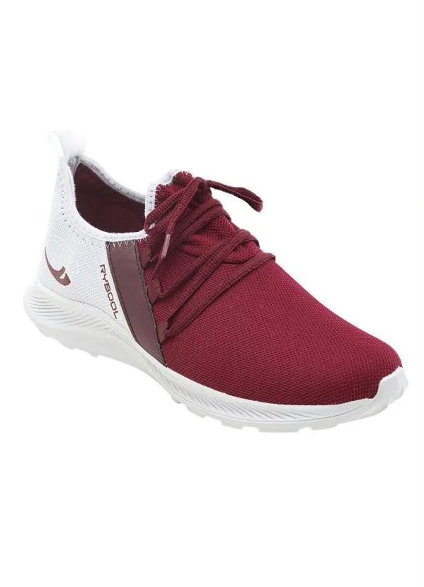 Perfecta - Tênis Esporte Bordô e Branco em Tecido