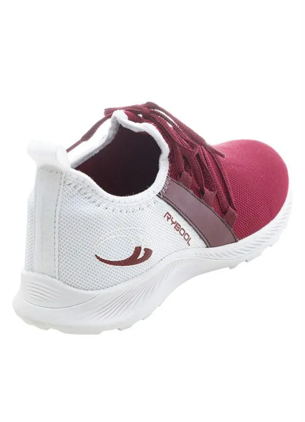 Perfecta - Tênis Esporte Bordô e Branco em Tecido 2