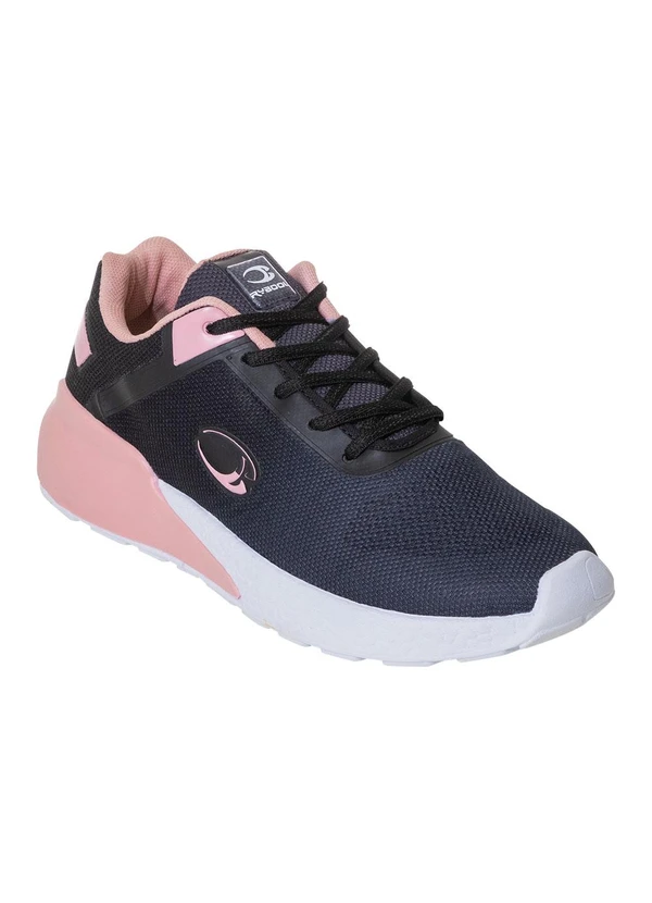 Perfecta - Tênis Esporte Preto com Rosê em Tecido 3