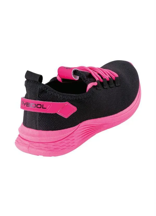 Perfecta - Tênis Esporte Preto e Pink em Tecido Mesh 2
