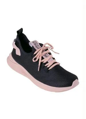Perfecta - Tênis Esporte Preto e Rosê em Tecido Mesh - PERFECTA
