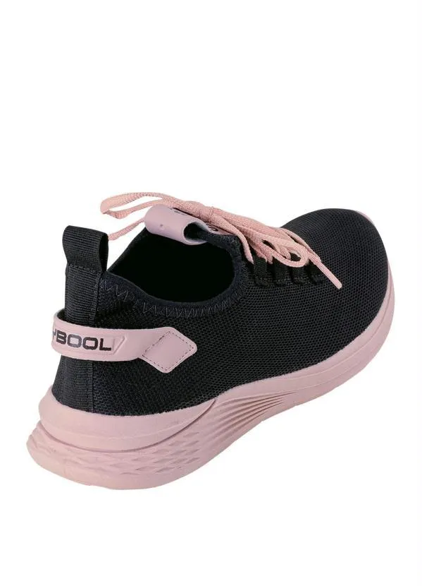Perfecta - Tênis Esporte Preto e Rosê em Tecido Mesh 2