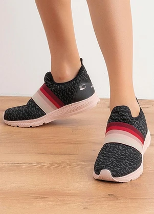 Perfecta - Tênis Esporte Preto e Rose em Tecido - PERFECTA