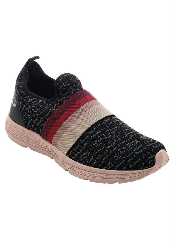 Perfecta - Tênis Esporte Preto e Rose em Tecido 4