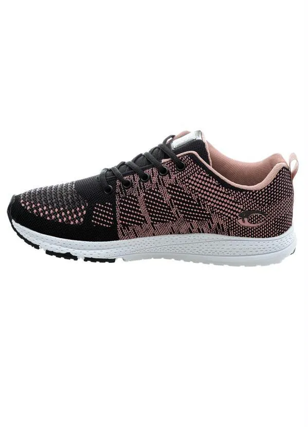 Perfecta - Tênis Esporte Preto e Rose em Tecido 3