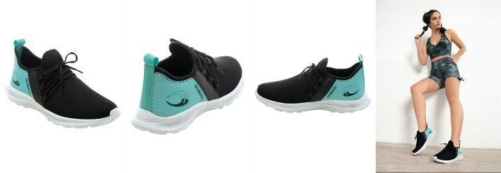 T�nis Esporte Preto e Verde �gua em Tecido