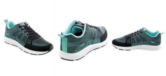 T�nis Esporte Preto e Verde �gua em Tecido.