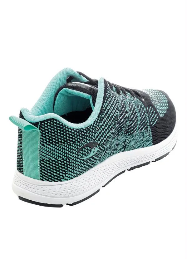 Perfecta - Tênis Esporte Preto e Verde Água em Tecido. 2