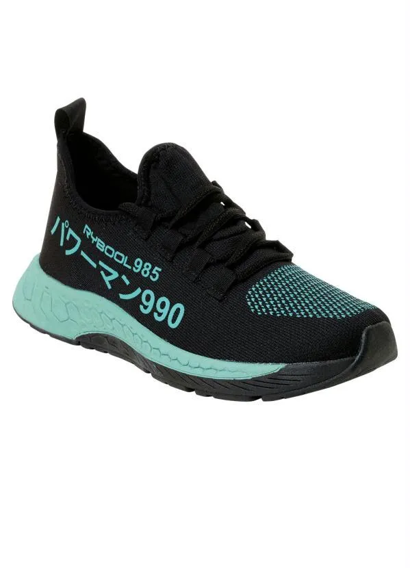 Perfecta - Tênis Esporte Verde Água com Detalhes Estampados