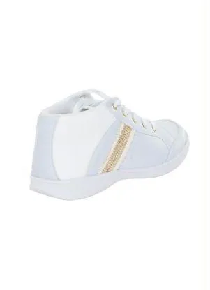 Perfecta - Tênis Branco Cano Médio com Detalhes de Brilho - PERFECTA