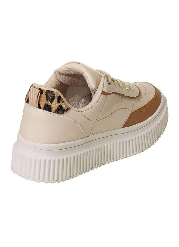 Perfecta - Tênis Casual Bege com Detalhes em Caramelo 5