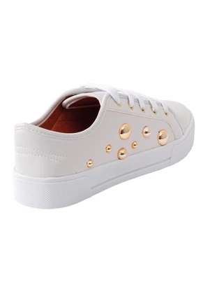 Perfecta - Tênis Casual Branco com Detalhe Dourado - PERFECTA