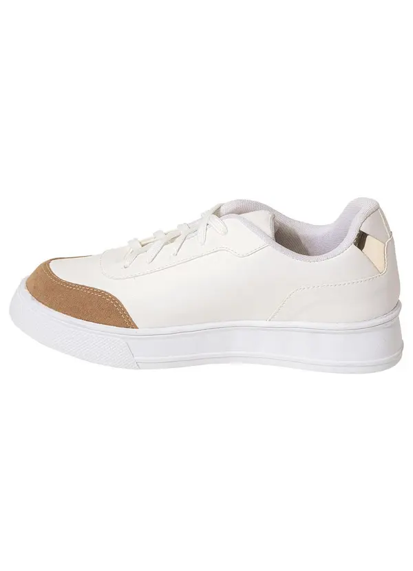 Perfecta - Tênis Casual Branco com Detalhe em Camurça 3