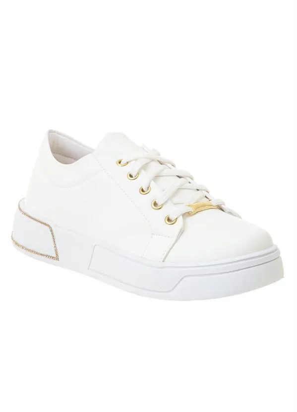 Perfecta - Tênis Casual Branco com Detalhe no Solado