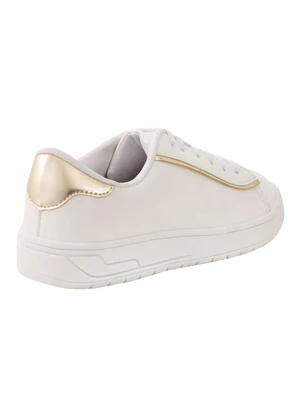 Perfecta - Tênis Casual Branco com Detalhes em Dourado - PERFECTA