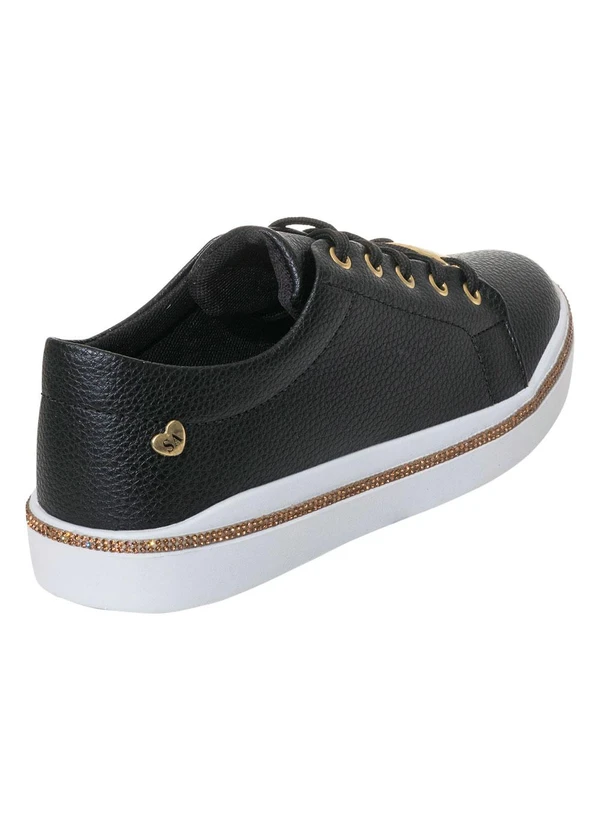 Perfecta - Tênis Casual Preto com Sintético Texturizado 2