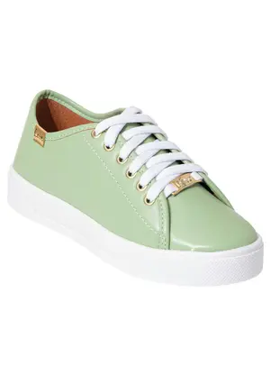 Perfecta - Tênis Casual Verde com Adereço Dourado - PERFECTA