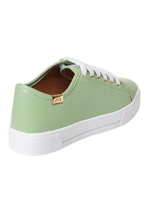 Perfecta - Tênis Casual Verde com Adereço Dourado - PERFECTA