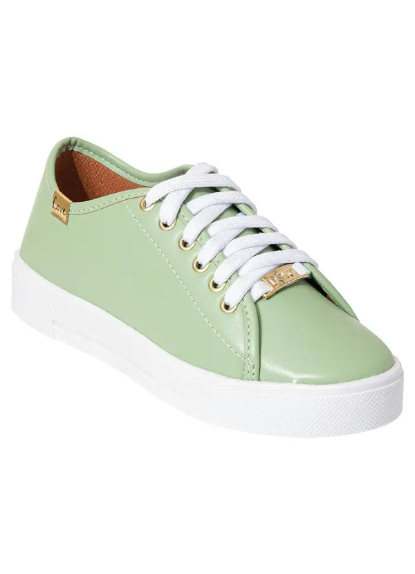 Perfecta - Tênis Casual Verde com Adereço Dourado