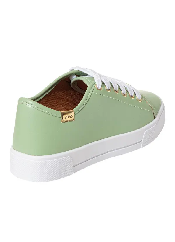 Perfecta - Tênis Casual Verde com Adereço Dourado 2