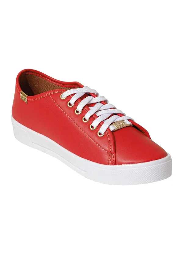 Perfecta - Tênis Casual Vermelho com Adereço Dourado 3