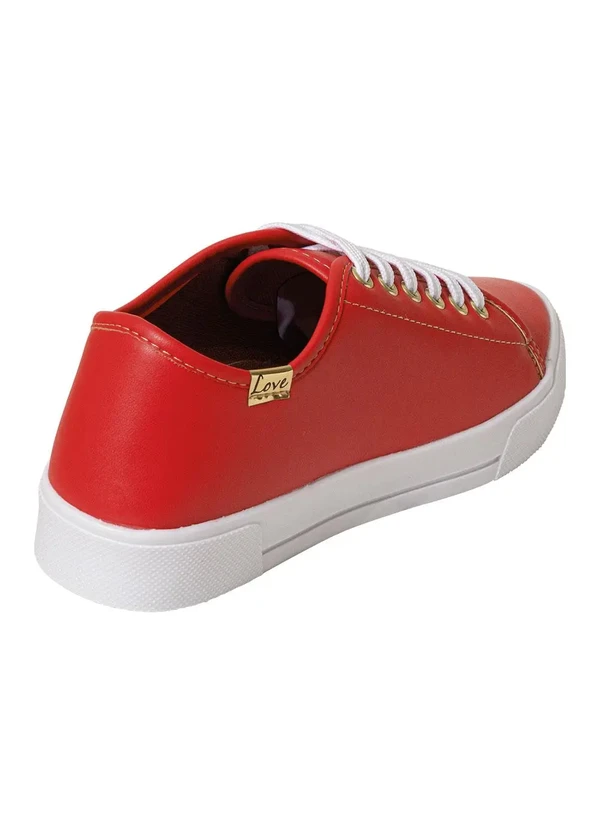 Perfecta - Tênis Casual Vermelho com Adereço Dourado 4