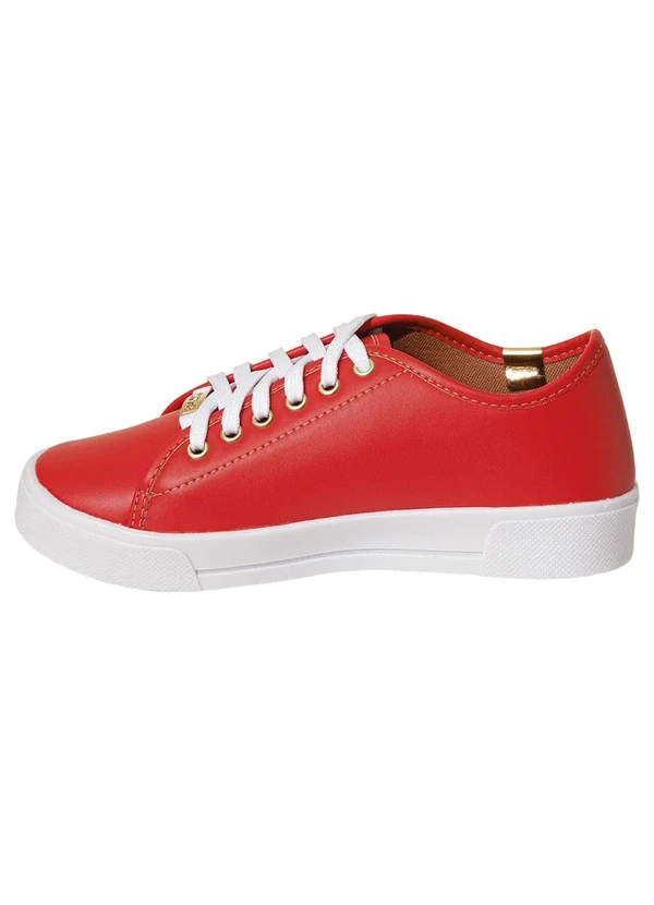 Perfecta - Tênis Casual Vermelho com Adereço Dourado 5