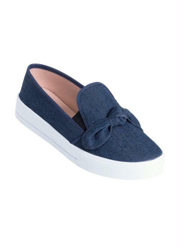 Outlet - Tênis Jeans em Sarja com Laço Decorativo