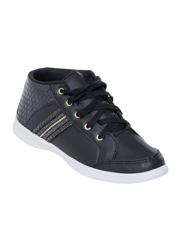 Perfecta - Tênis Preto Cano Médio com Detalhes de Brilho