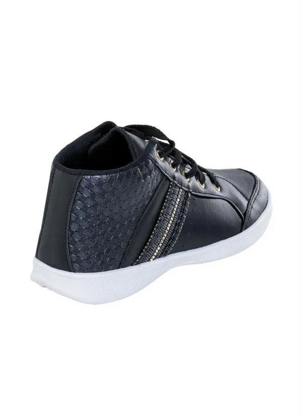 Perfecta - Tênis Preto Cano Médio com Detalhes de Brilho 2