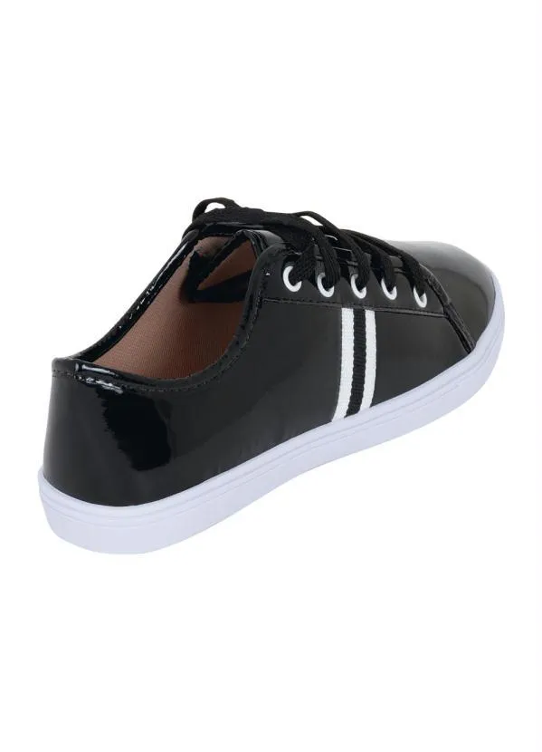 Perfecta - Tênis Preto com Listras Preta e Branca 2
