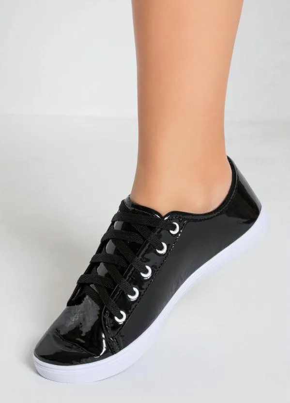 Perfecta - Tênis Preto com Listras Preta e Branca 5