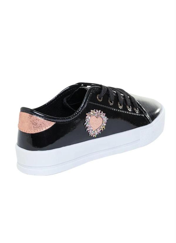 Outlet - Tênis Preto em Verniz com Apliques de Glitter 2