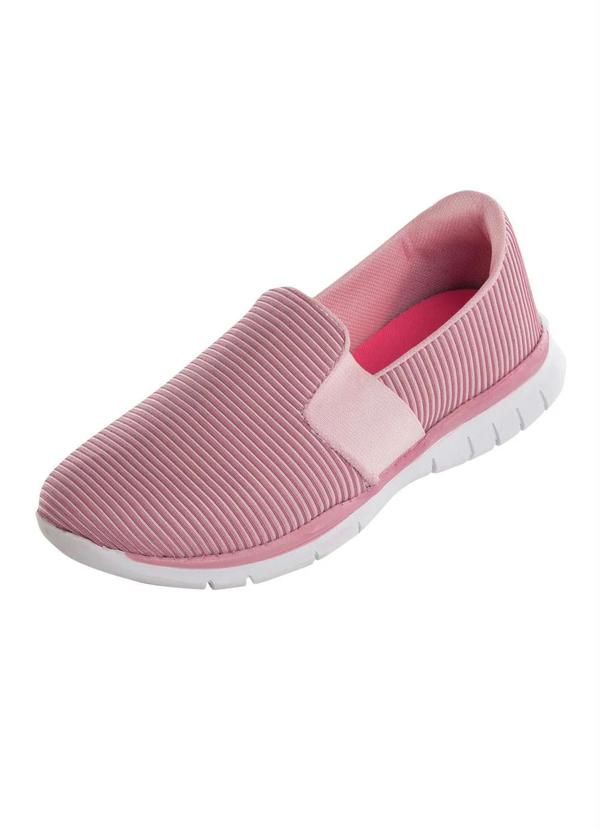 Outlet - Tênis Rosa com Textura e Elástico
