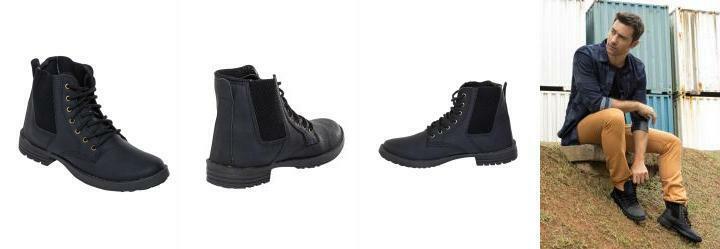 Bota Preta com Elstico Lateral