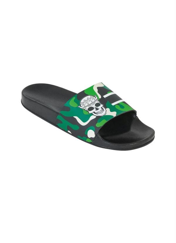 Outlet - Chinelo Slide Verde com Estampa Camuflada