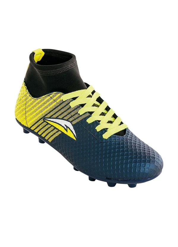 Perfecta Chuteira Botinha Marinho e Amarelo para Campo
