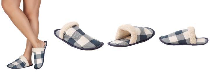 Chinelo Pantufa Xadrez em Tecido Estampado