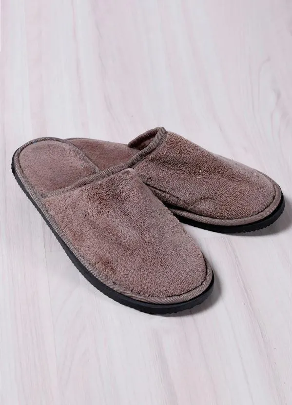 Rovitex - Pantufa Masculina em Plush Bene Casa Marrom