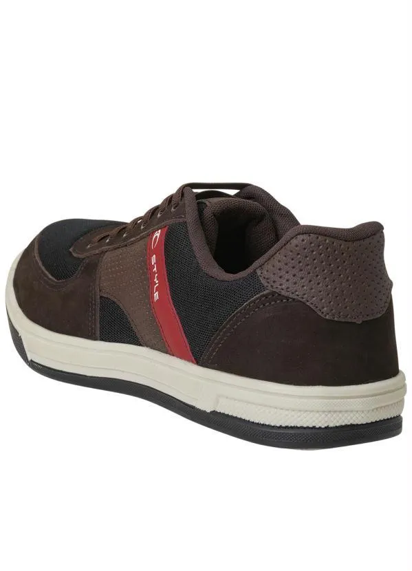 Perfecta - Sapatênis Masculino Café em Camurça Sintética 2