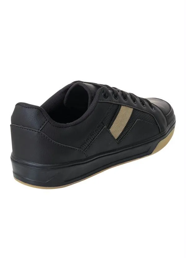 Perfecta - Sapatênis Preto com Faixa Lateral em Tecido 2