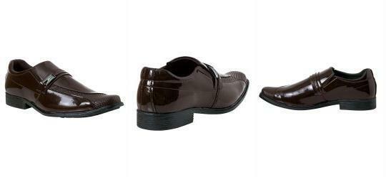 Sapato Social Caf em Sinttico Verniz