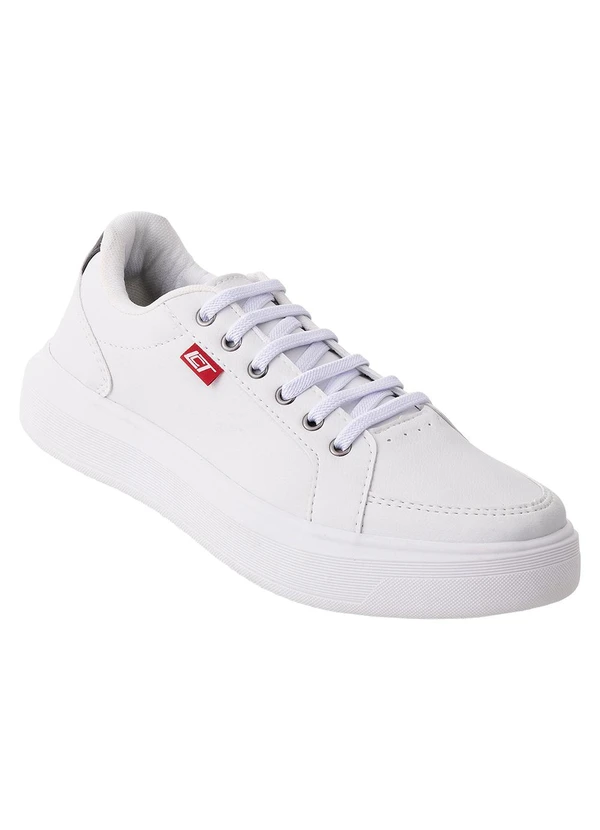 Tênis Casual Branco com Cadarço em Elástico Perfecta
