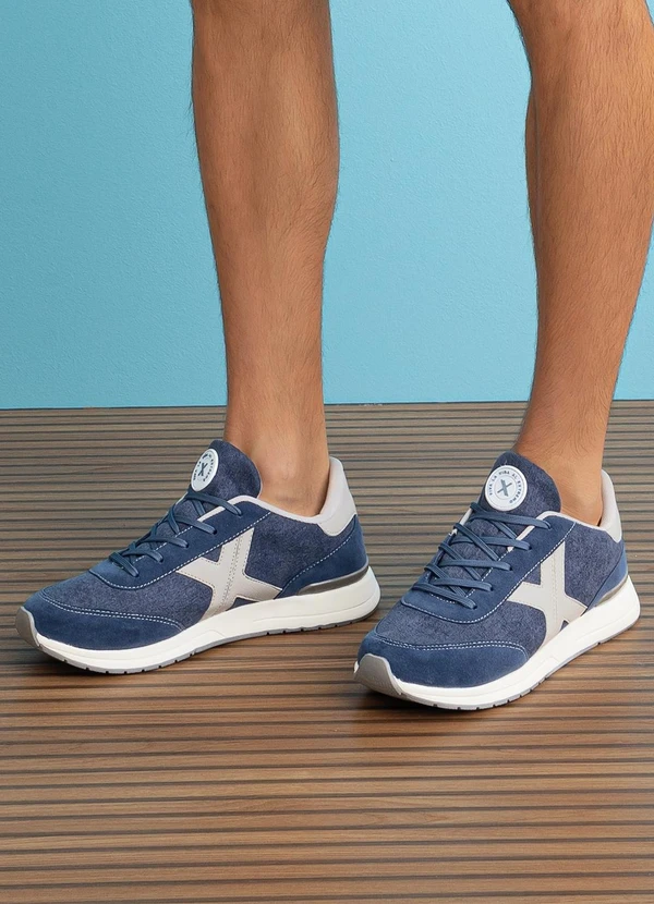 Perfecta - Tênis Casual Jeans com Detalhes em Camurça