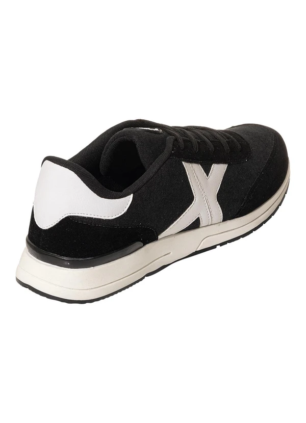 Perfecta - Tênis Casual Preto com Detalhes em Camurça 2