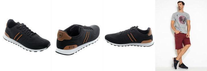 Tnis Casual Preto em Sinttico